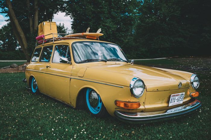 A 1970 Type 3 Squareback Volkswagen Station Wagon seen near turn 3.