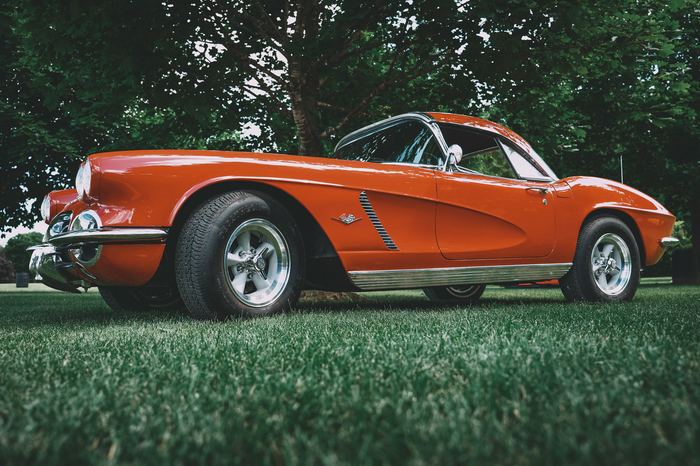 Dave's red 1962 Corvette with hardtop parked in the Corvette Corral.